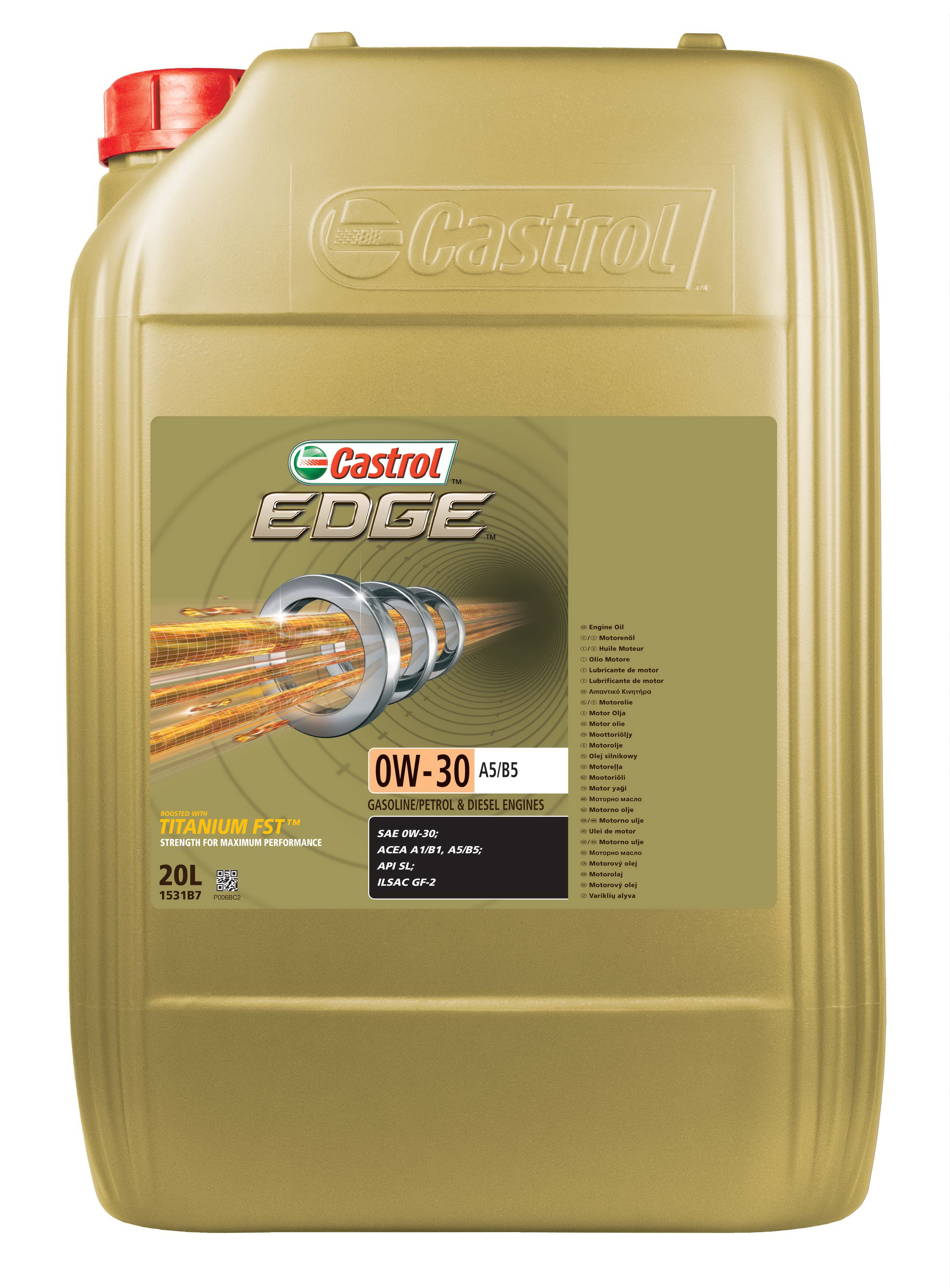 EDGE (Ti) 0W30 A5/B5 fuldsyntetisk olie - 20L | Castrol | Landberg.dk